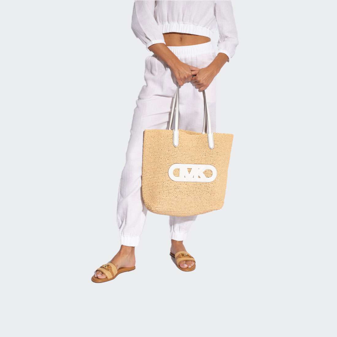 MALA MICHAEL KORS ELIZA TOTE NAT/OPTIC WHITE