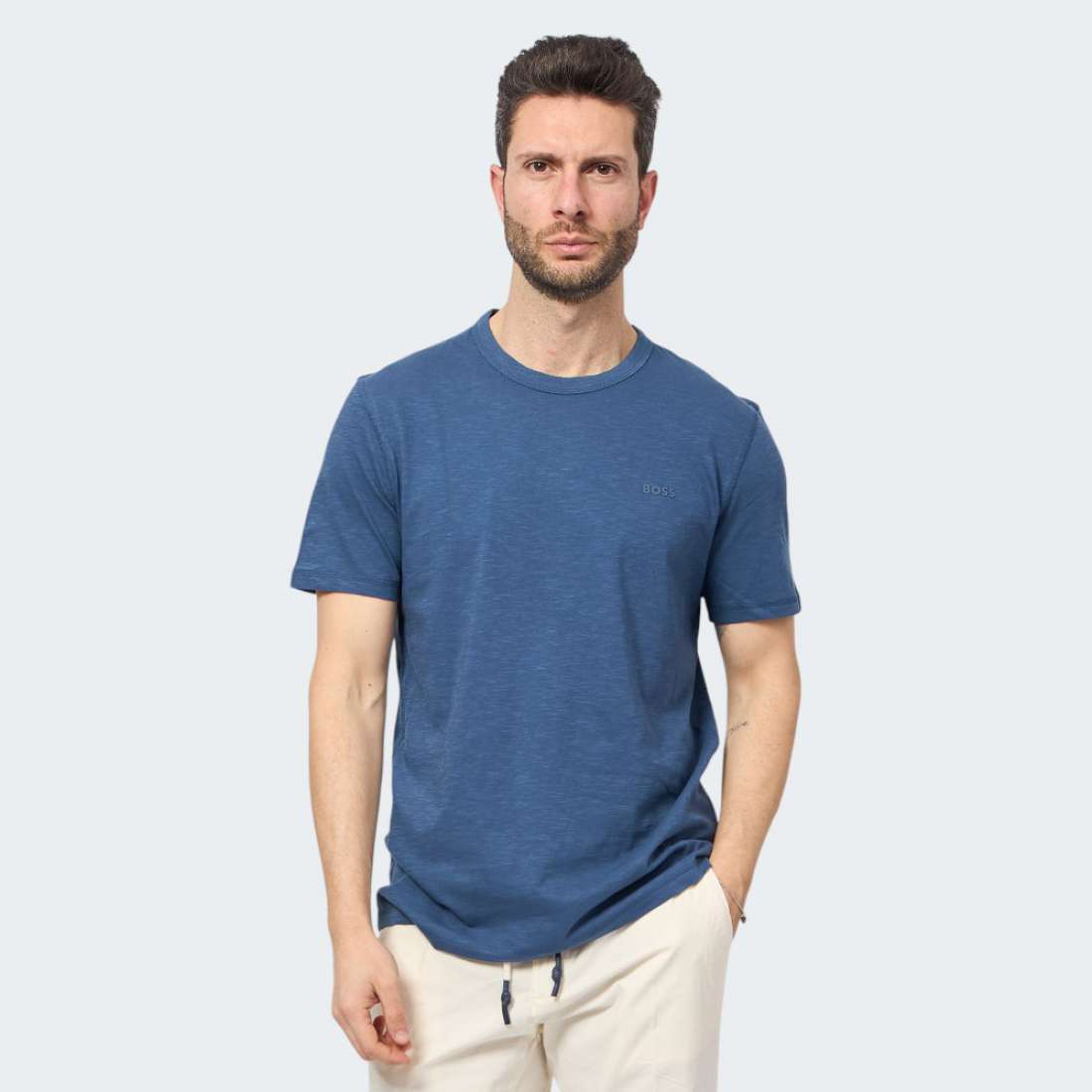 TSHIRT BOSS TEGOOD OPEN BLUE