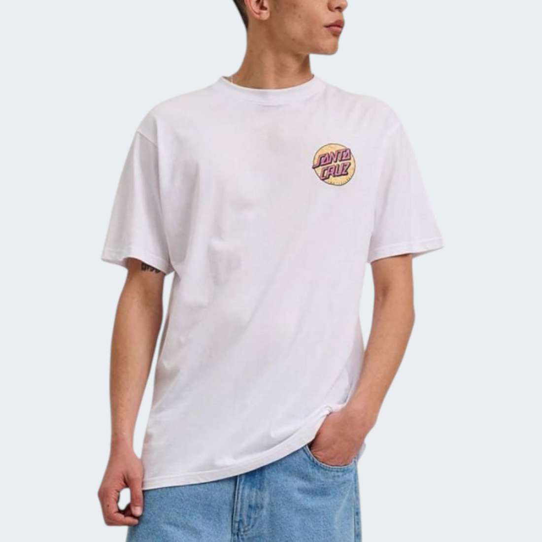 TSHIRT SANTA CRUZ WAGON DOT CHEST WHITE