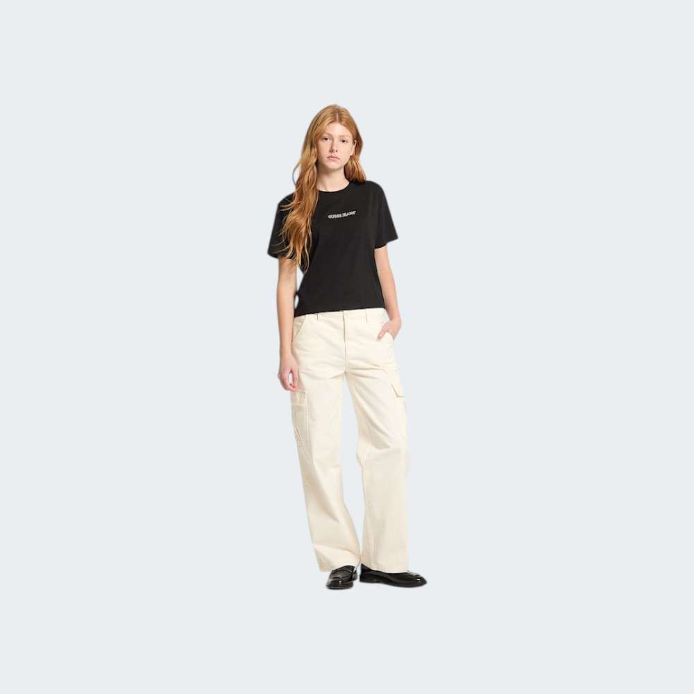 TSHIRT GUESS GJ SS CN BOXY EMBRO LOGO JBLK