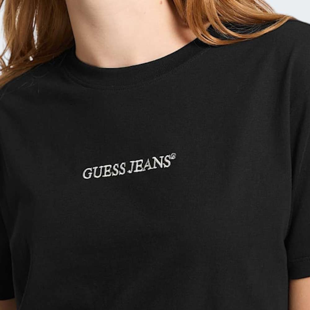 TSHIRT GUESS GJ SS CN BOXY EMBRO LOGO JBLK