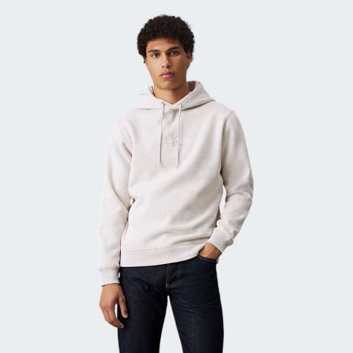 HOODIE CALVIN KLEIN MONOLOGO IVORY GREY HEATHER